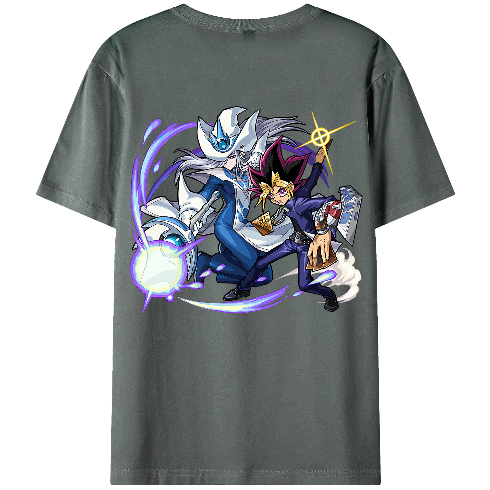 （画像用） 遊☆戯☆王 Yu-Gi-Oh! 綿100％ メンズ半袖Tシャツ（バックプリント） 通気性